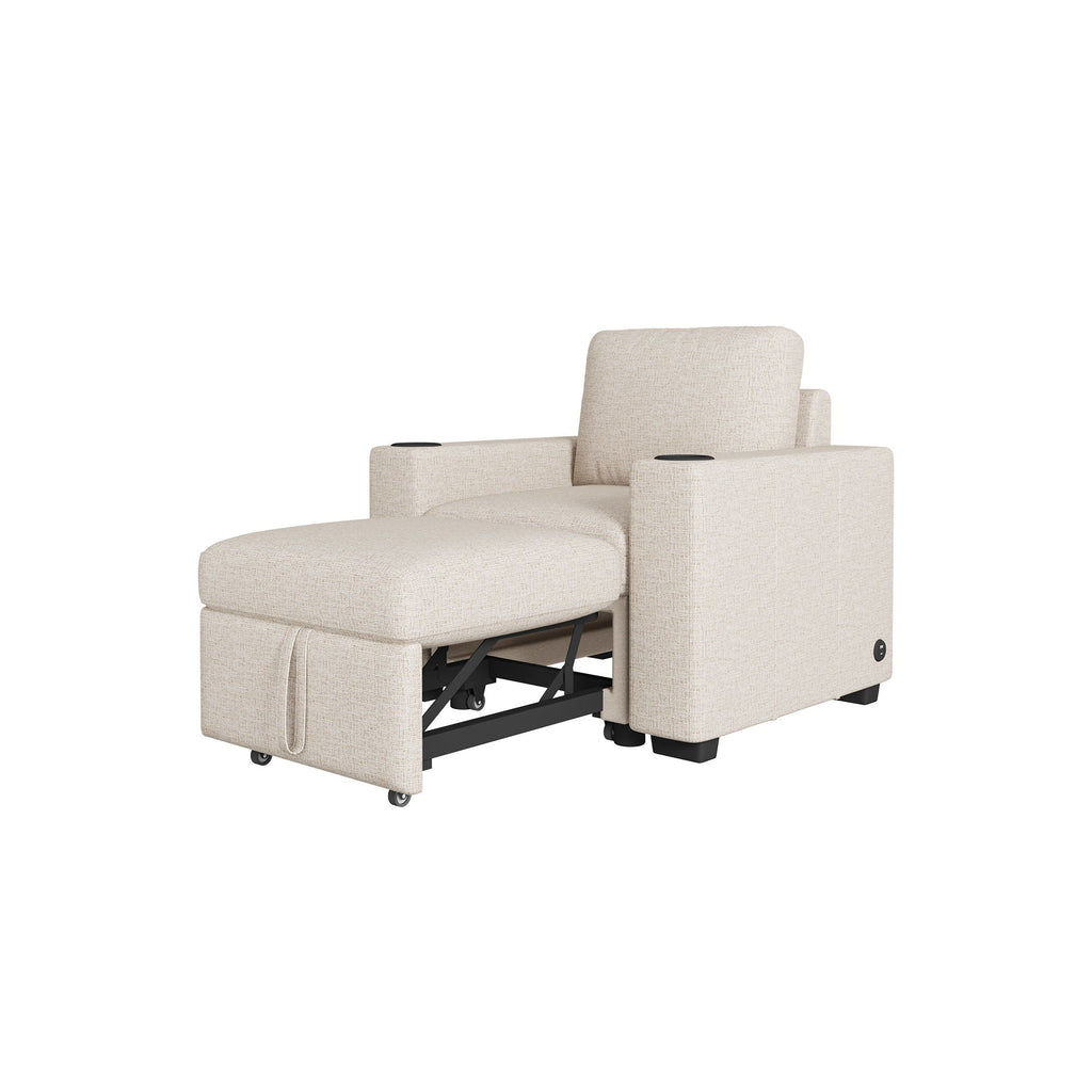 Single Pull Out Sofa Bed With USB Ports And Cup Holders by Unique Piece Furniture