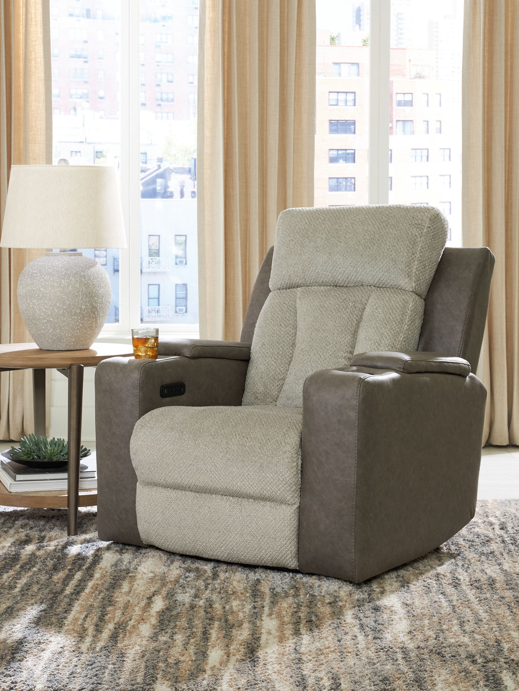 WhipLash - Power Recliner With Adj Headrest - Sisal by Unique Piece Furniture