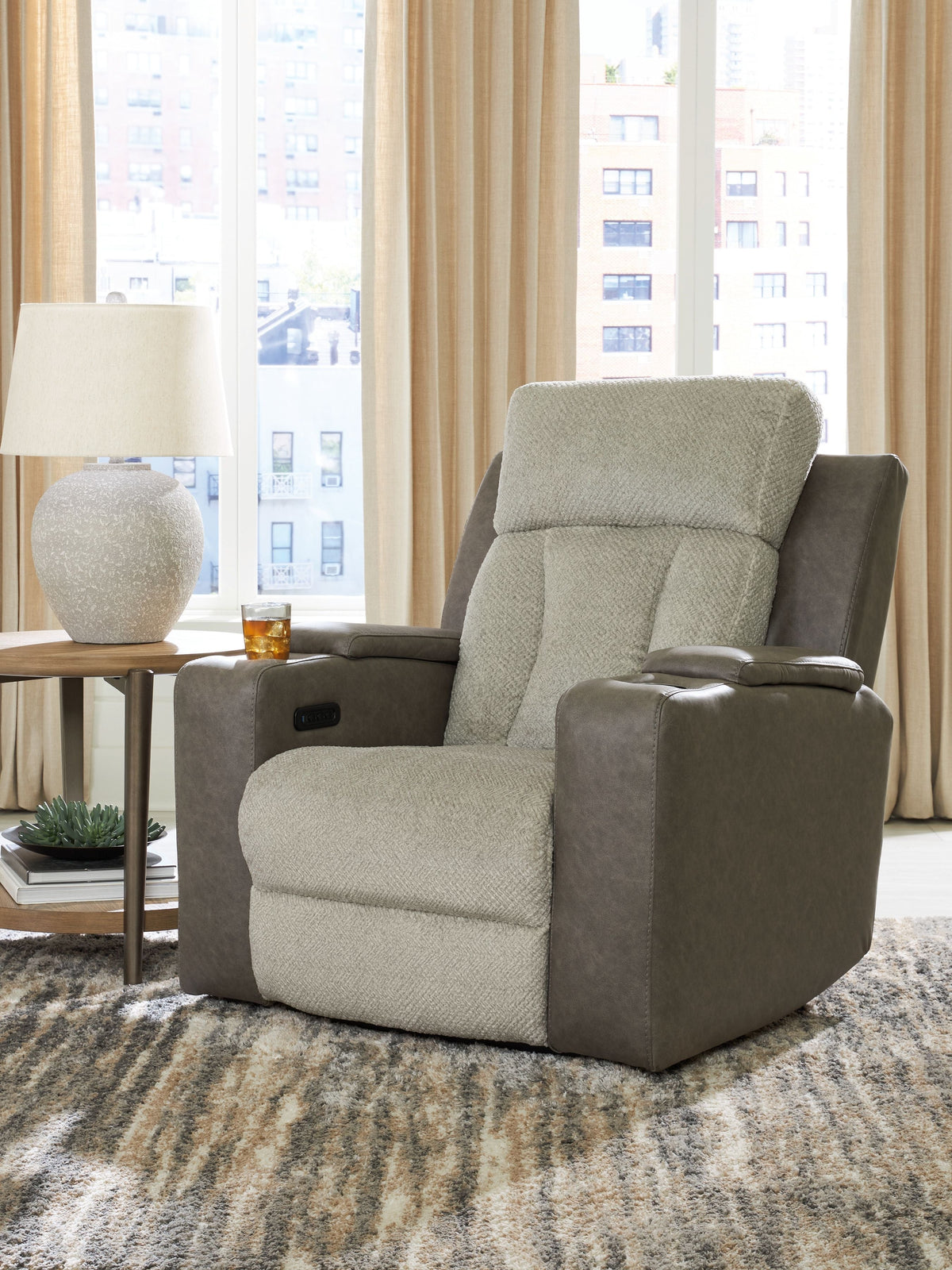 WhipLash - Power Recliner With Adj Headrest - Sisal by Unique Piece Furniture
