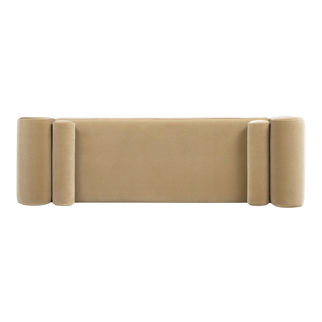 Mason - Arched Arm Bench With Bolster Pillows - Camel Brown Beige by Unique Piece Furniture