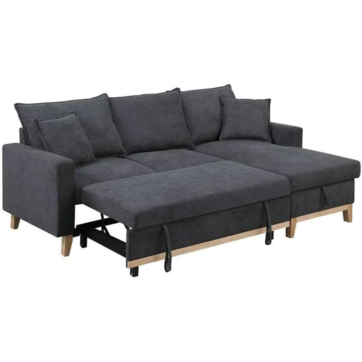 Gray Reversible Sleeper Sectional With Storage Chaise by ShipItFurniture