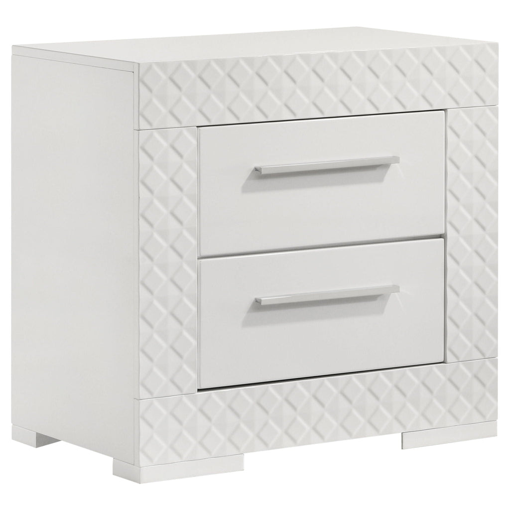 Ives 2-drawer Nightstand Bedside Table White High Gloss by Unique Piece Furniture