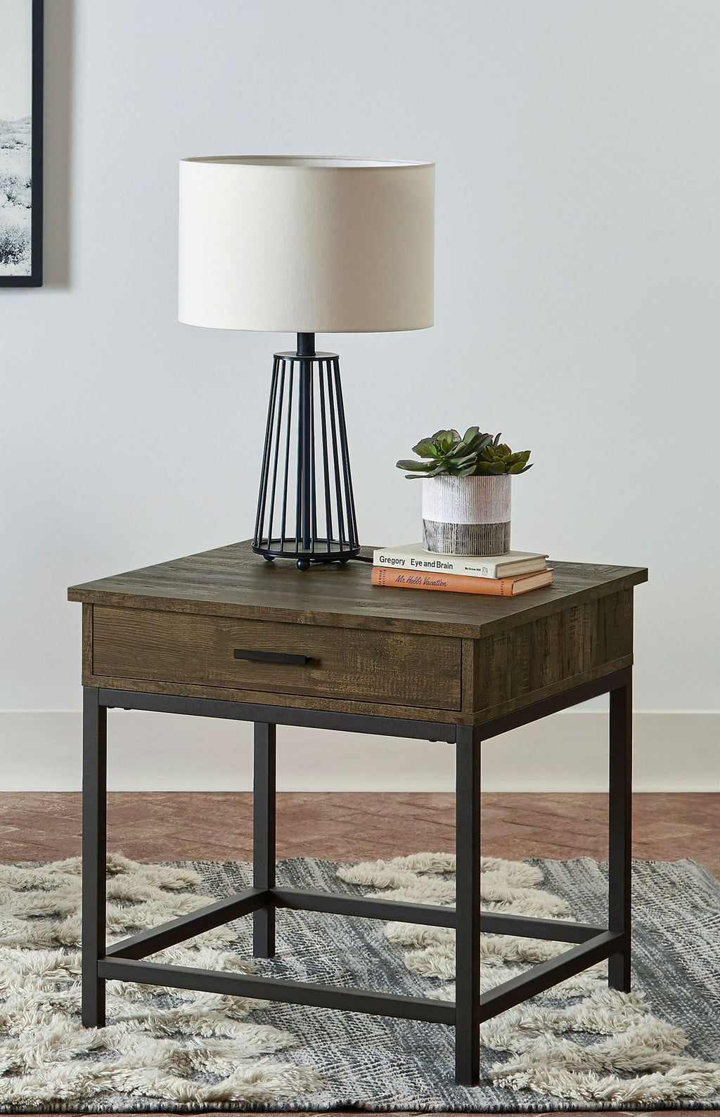 Byers 1-drawer Square Engineered Wood End Table Brown Oak by Unique Piece Furniture