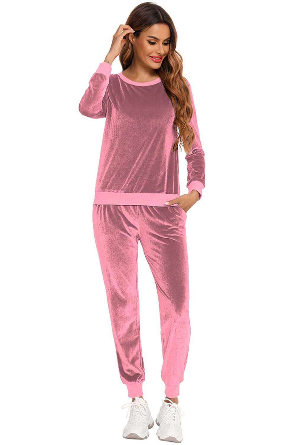 Round Neck Long Sleeve Loungewear Set with Pockets by Wild and Free Boutique