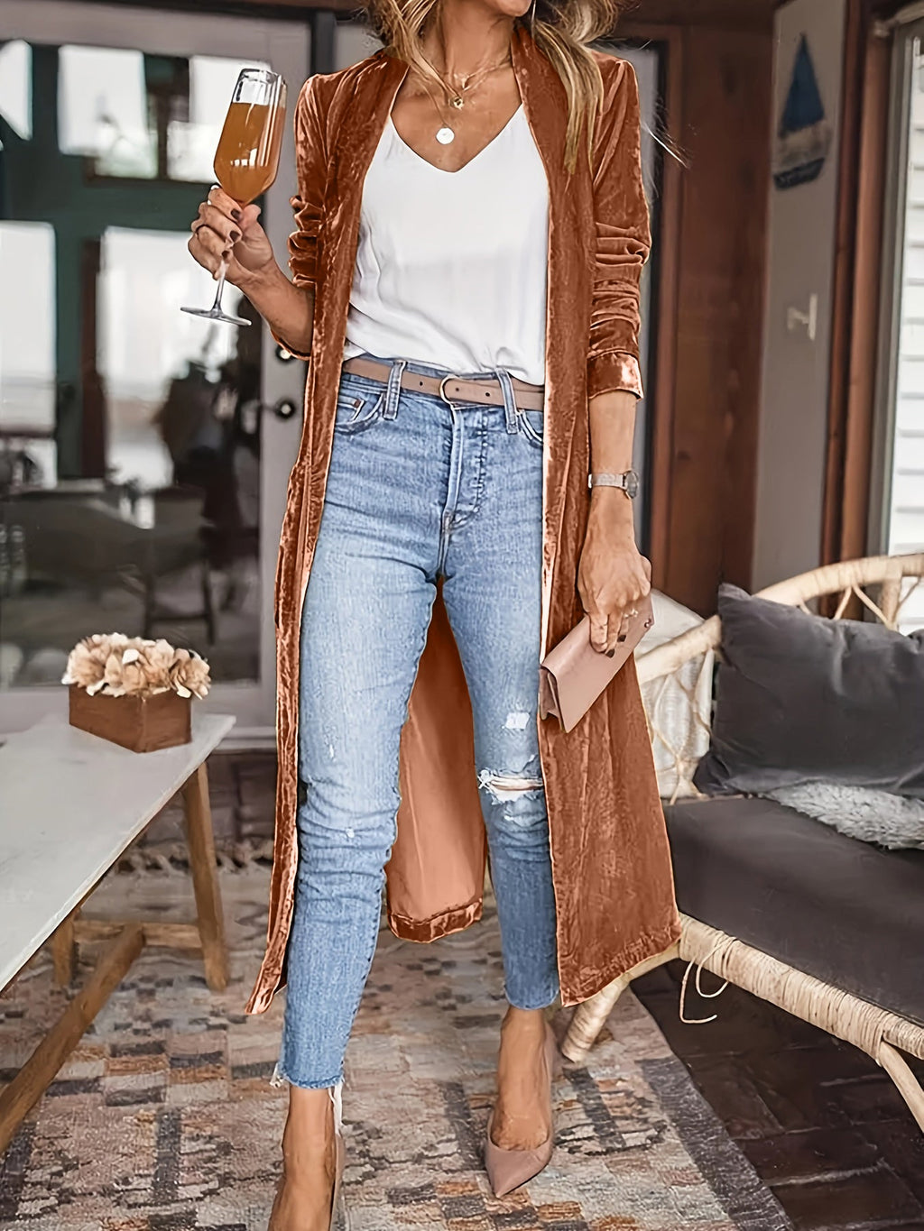 Open Front Long Sleeve Coat by Wild and Free Boutique