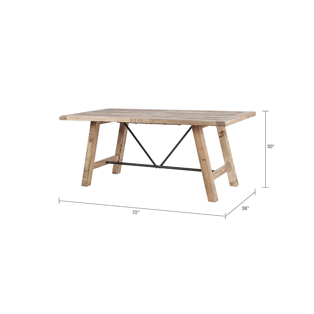 Rustic Dining Table With Metal Support - Natural by Unique Piece Furniture