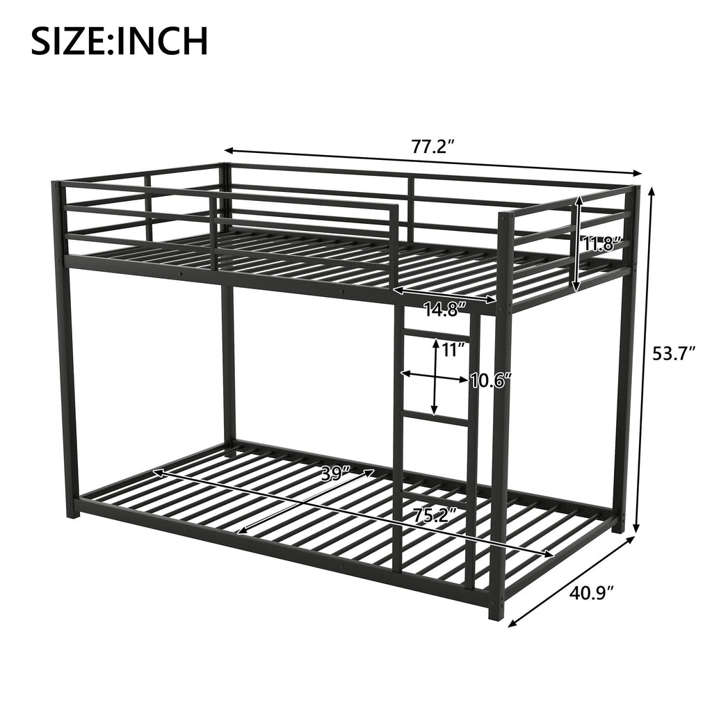 Metal Bunk Bed, Low Bunk Bed With Ladder by Unique Piece Furniture