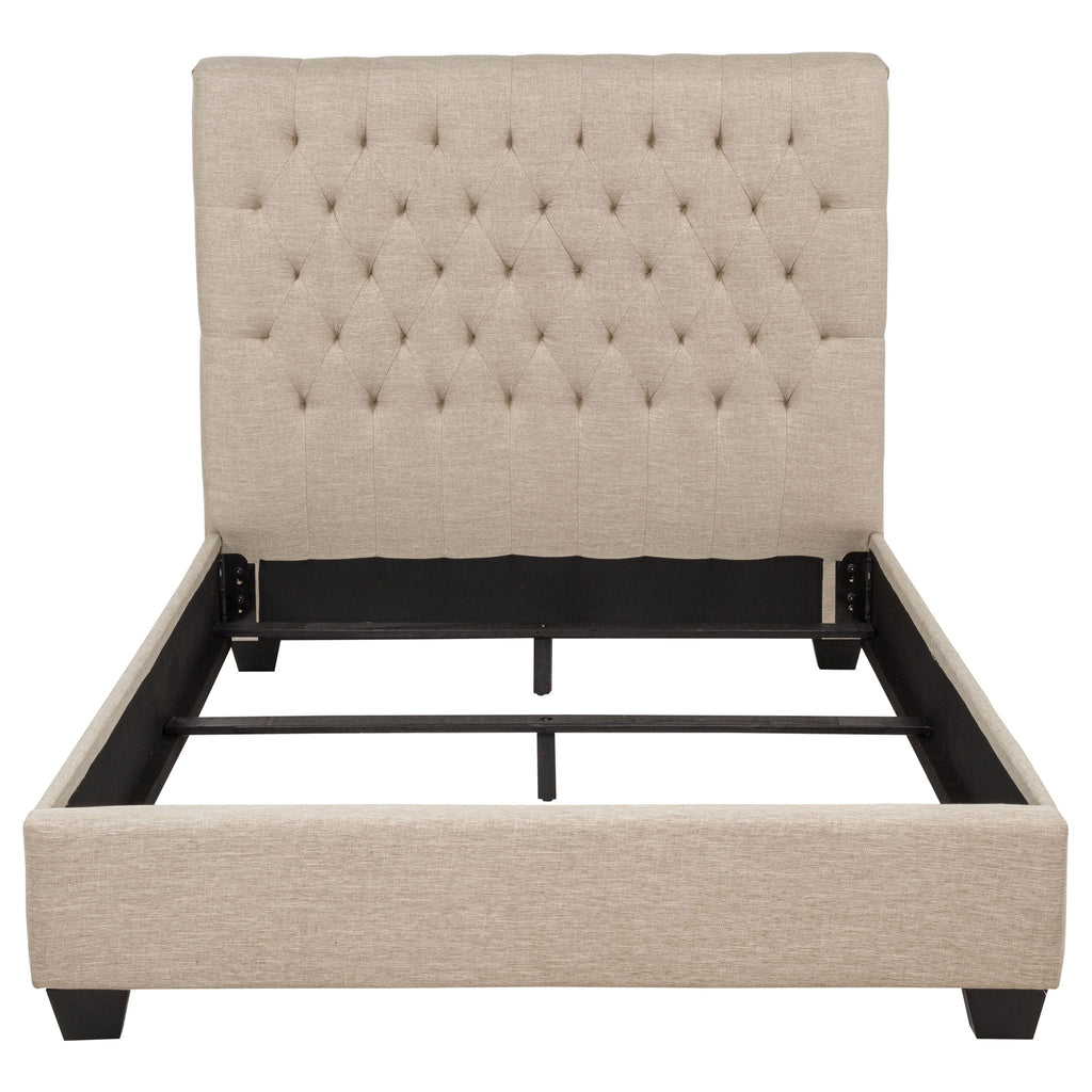 Chloe Upholstered Full Panel Bed Oatmeal by Unique Piece Furniture