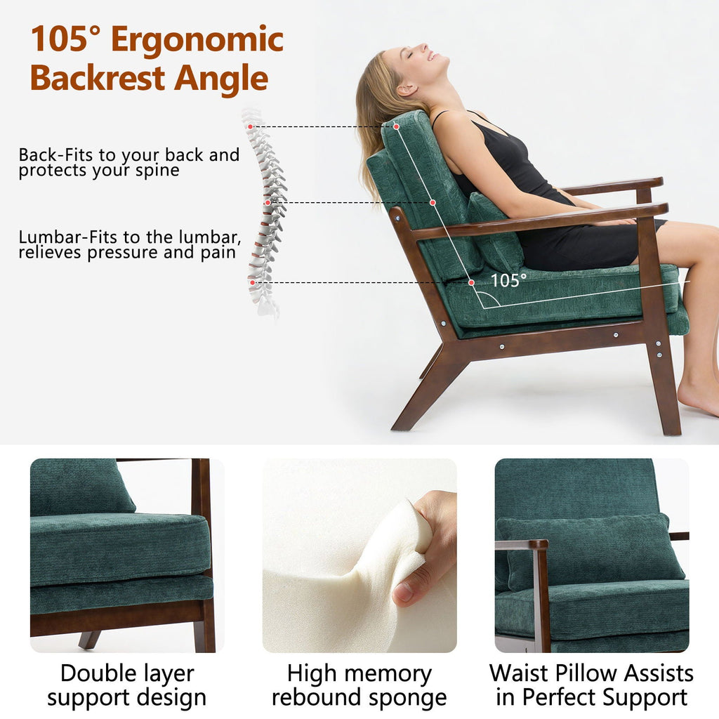 Living Room Chair With Lumbar Pillow by Unique Piece Furniture