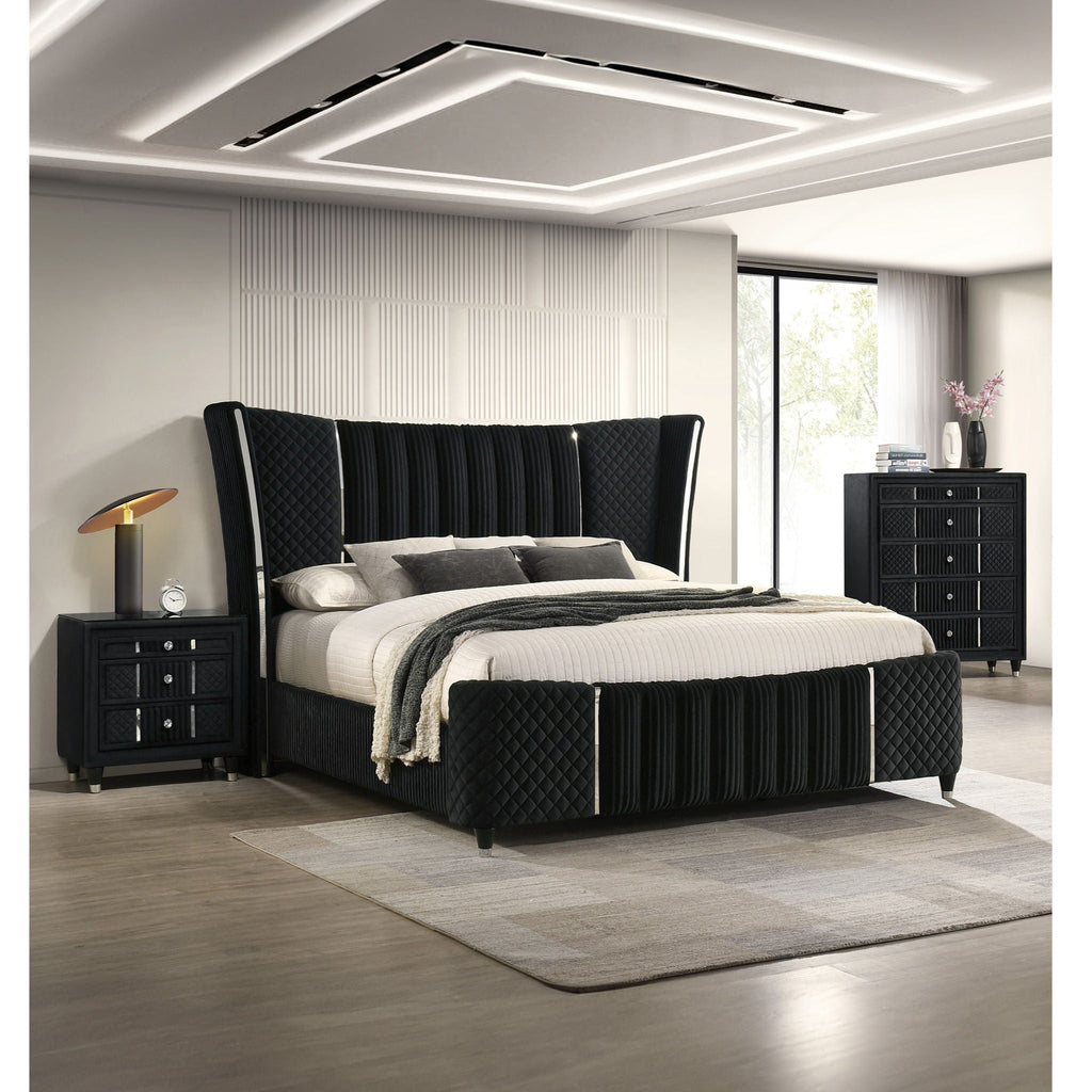 1 Piece Tall Chest Upholstery Textured - Black by Unique Piece Furniture
