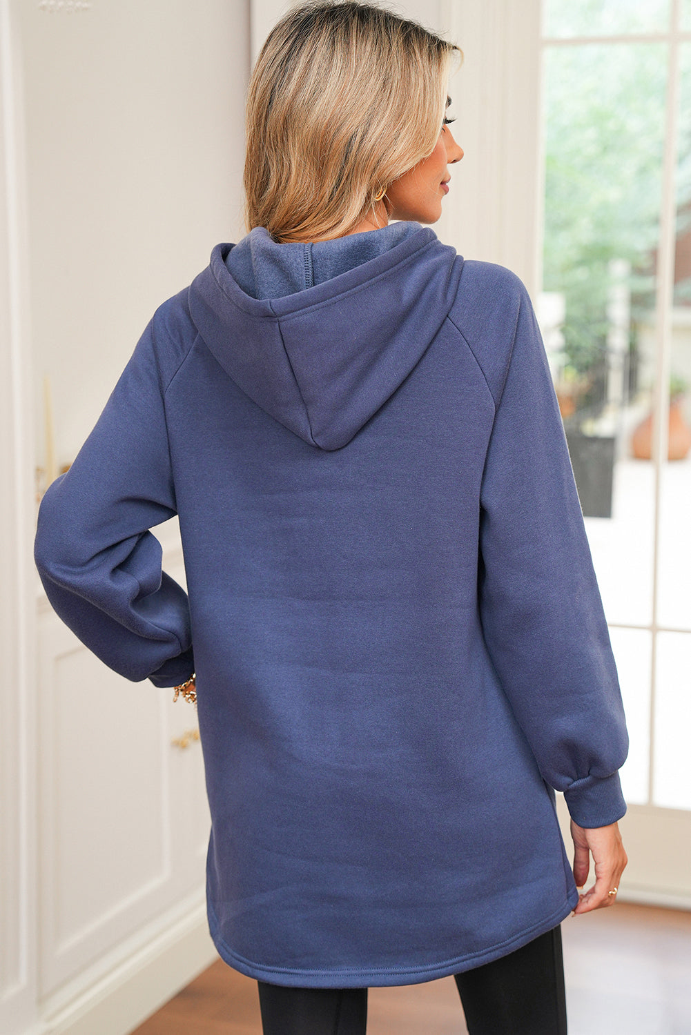 Raglan Sleeve Drawstring Hooded Tunic Sweatshirt by Wild and Free Boutique