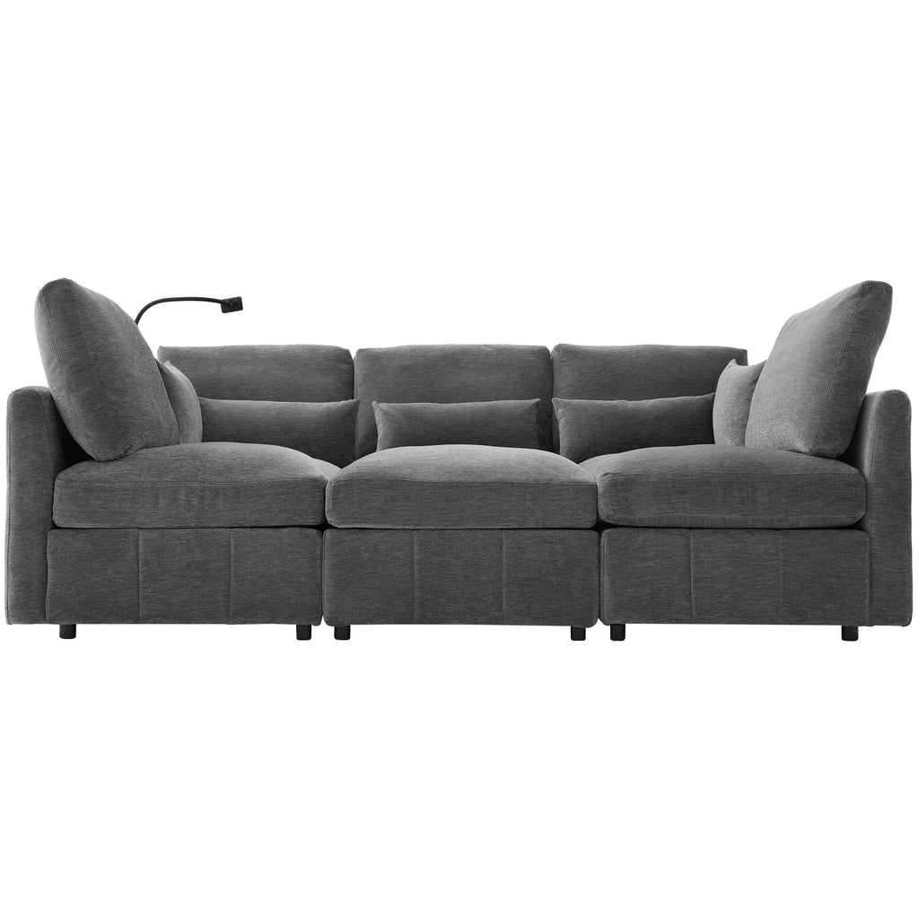 Modern Modular U-Shaped Sofa Bed With Movable Ottoman, USB Ports, Phone Holder by Unique Piece Furniture