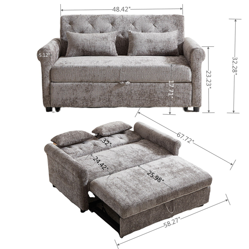 Loveseat Sofa Bed, Pull - Out Couch Sleeper & 2 Pillows by Unique Piece Furniture