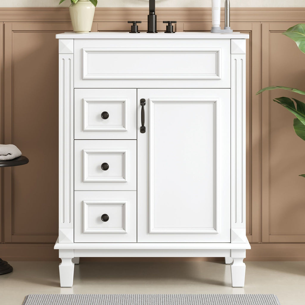 Bathroom Vanity With Sink, Compact Cabinet & 2 Drawers And Adjustable Shelf by Unique Piece Furniture