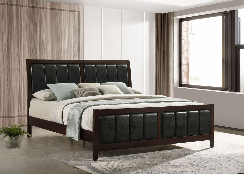 Carlton Wood Eastern King Panel Bed Cappuccino by Unique Piece Furniture