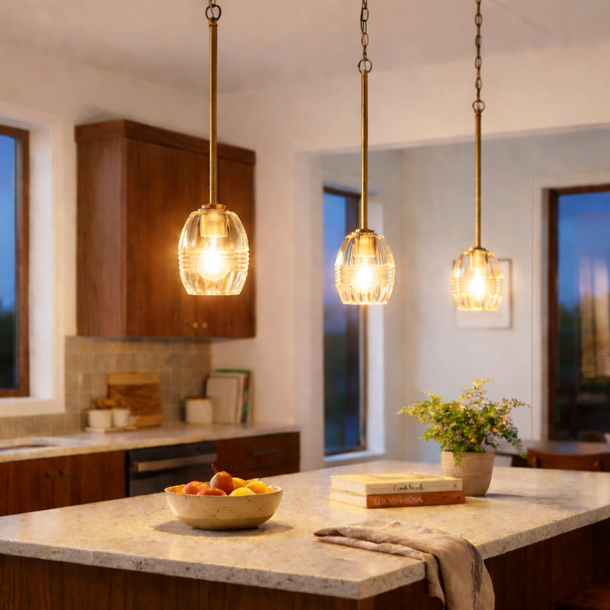 Vista - Single Pendant Chain Hanging Light - Clear / Gold by Unique Piece Furniture