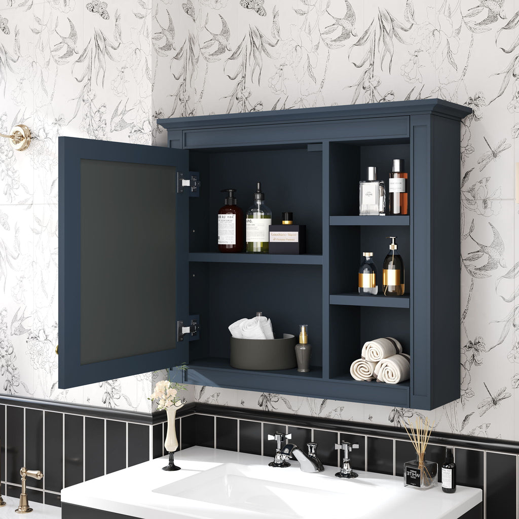 Wall Mounted Medicine Cabinet With Mirror And 3 Open Shelves by Unique Piece Furniture