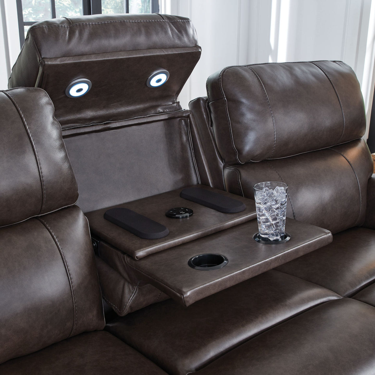 Crossplex - Power Reclining Sofa With Adjustable Headrest - Smoke by Unique Piece Furniture