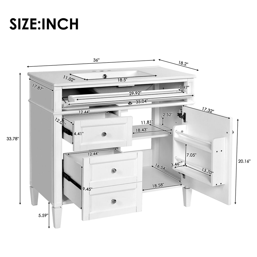 Bathroom Vanity With Top Sink, 2 Drawers And Tip Out Drawer by Unique Piece Furniture