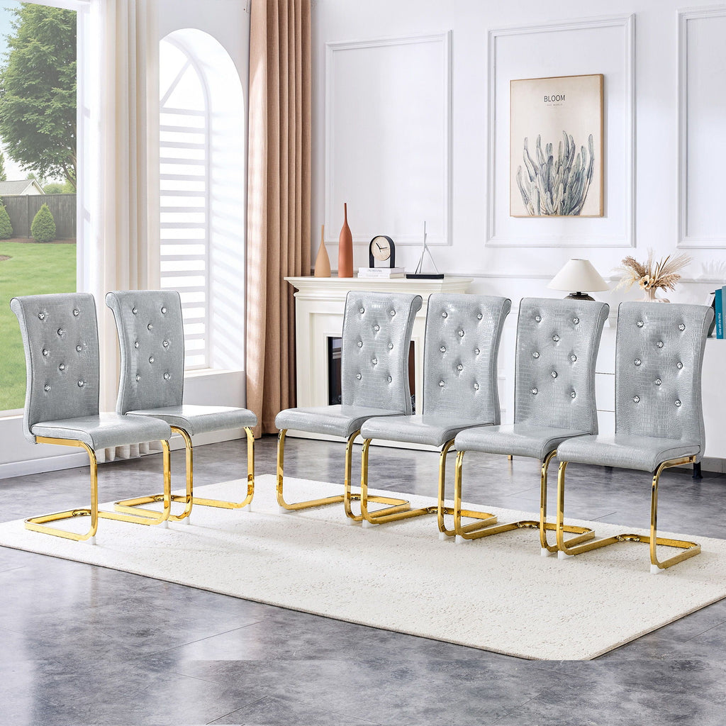 Elegant Design Alligator Skin Upholstered Dining Chairs by Unique Piece Furniture