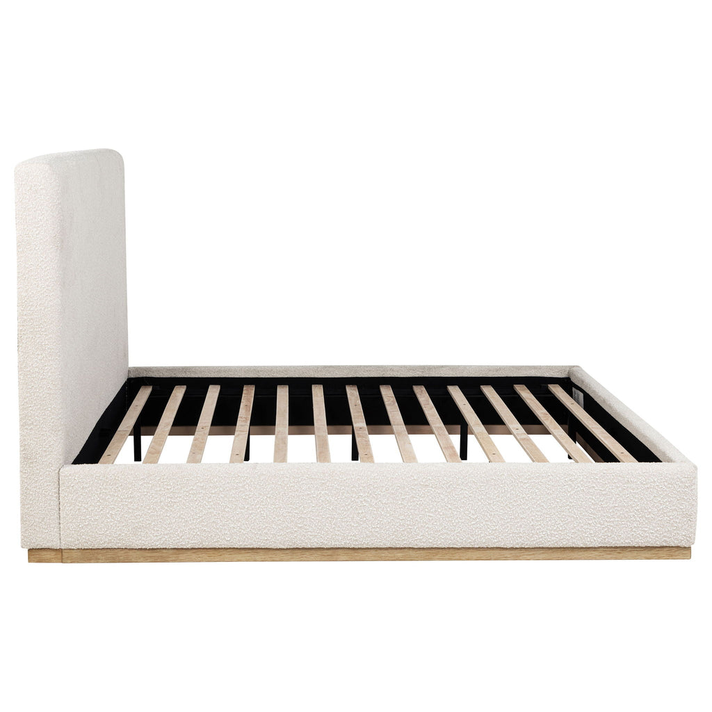 Knox Eastern King Bouclé Upholstered Platform Bed Cream by Unique Piece Furniture