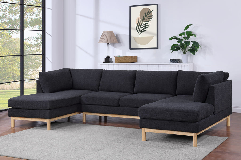 Hallie - Wide Sherpa Double Chaise U-Shape Sectional Sofa by Unique Piece Furniture