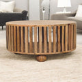 Slatted Round Coffee Table - Beige by Unique Piece Furniture