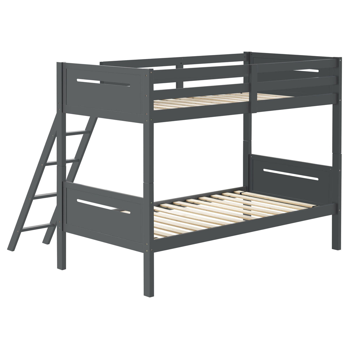 Littleton Wood Twin Over Twin Bunk Bed Grey by Unique Piece Furniture