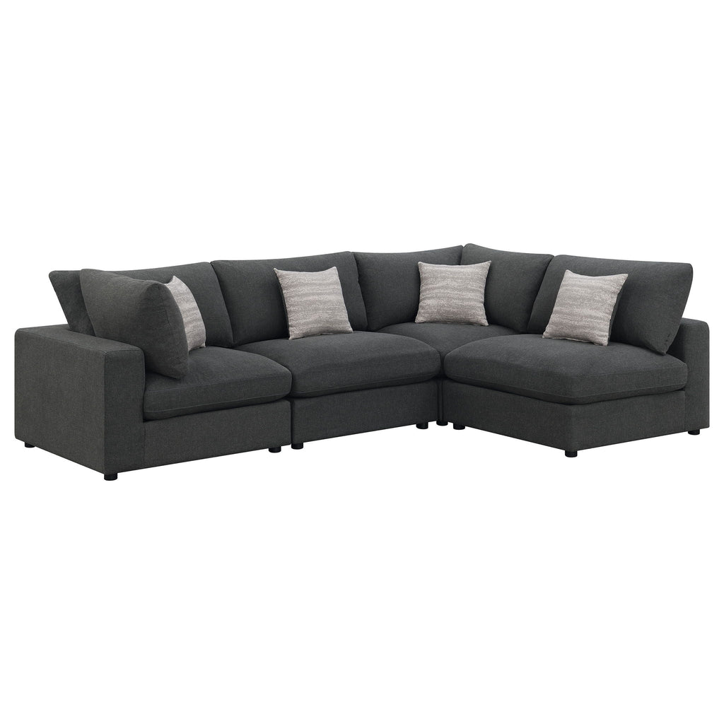 Serene 4-piece Upholstered Modular Sectional Sofa Charcoal by Unique Piece Furniture