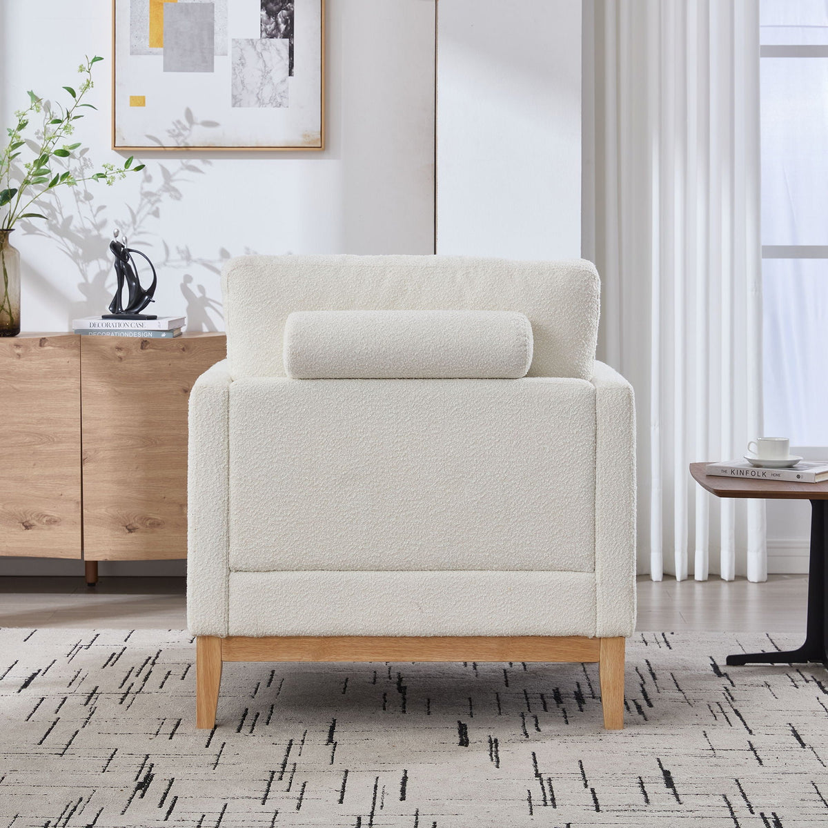 Wide Modern Performance Accent Chair With Natural Legs by Unique Piece Furniture