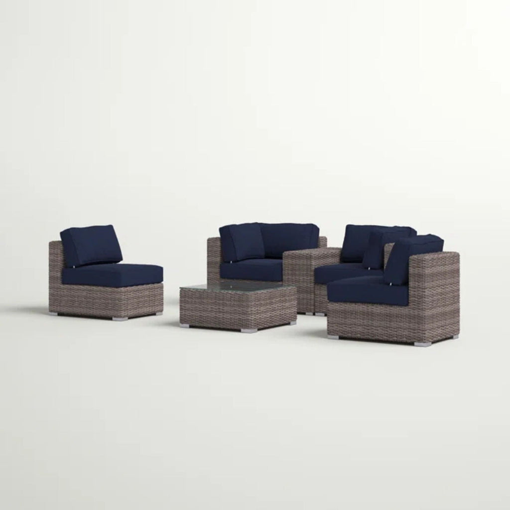 Wicker Seating Group Set With Table And Cushions by Unique Piece Furniture