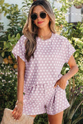 Purple Polka Dot Print Short Set by Wild and Free Boutique