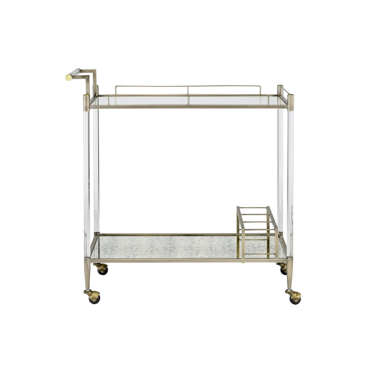 Cirro - Antique Mirror Wire Brass Serving Cart - Antique Brass / White by Unique Piece Furniture