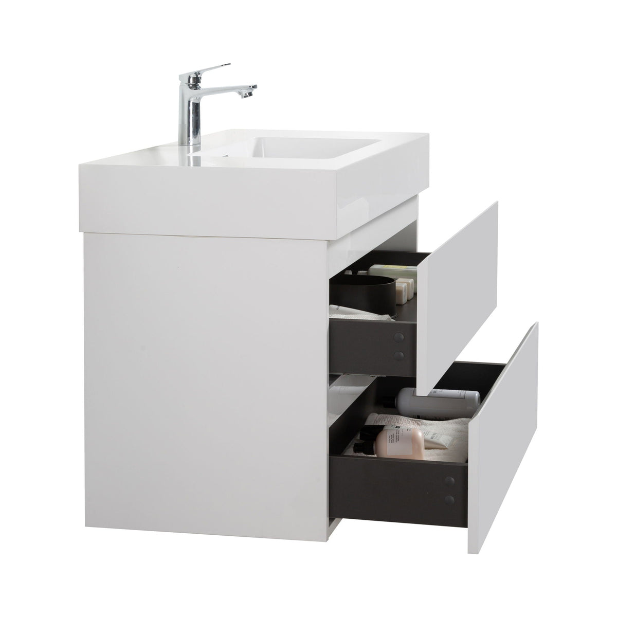 Alice - Bathroom Vanity With Large Storage, Sink, Wall Mounted by Unique Piece Furniture