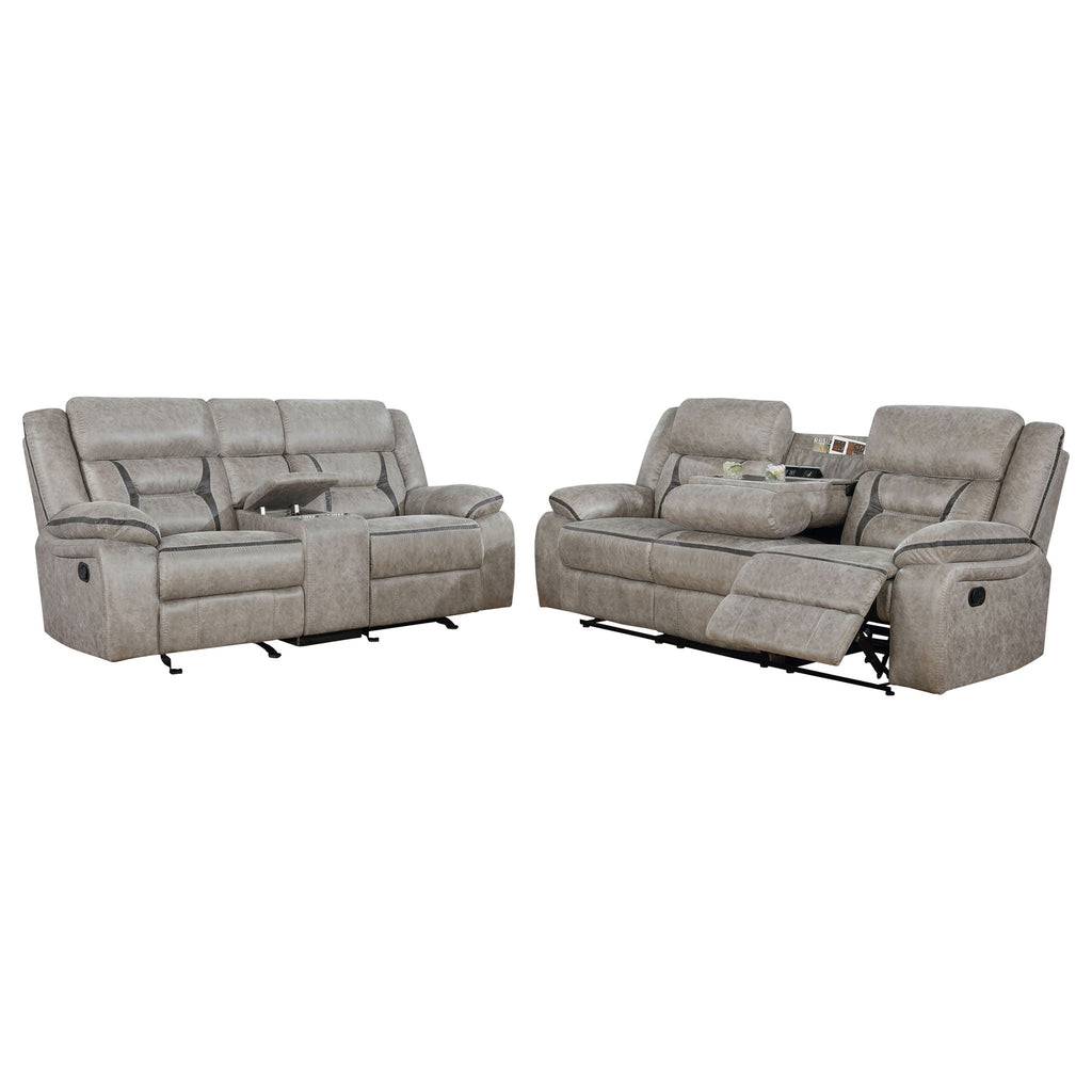 Greer 2-piece Upholstered Reclining Sofa Set Taupe by Unique Piece Furniture