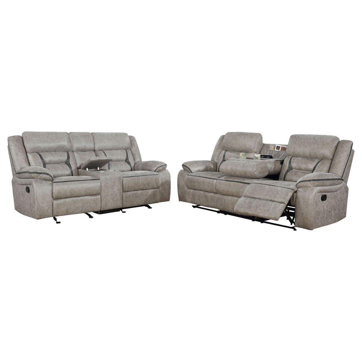 Greer 2-piece Upholstered Reclining Sofa Set Taupe by Unique Piece Furniture