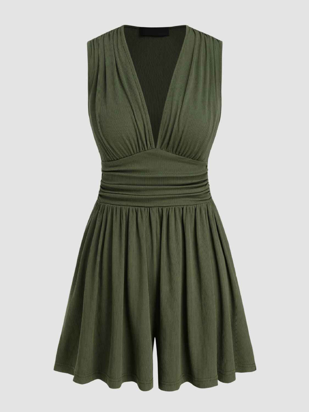 Ruched Plunge Sleeveless Romper by Wild and Free Boutique