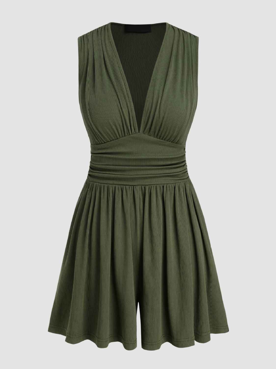 Ruched Plunge Sleeveless Romper by Wild and Free Boutique