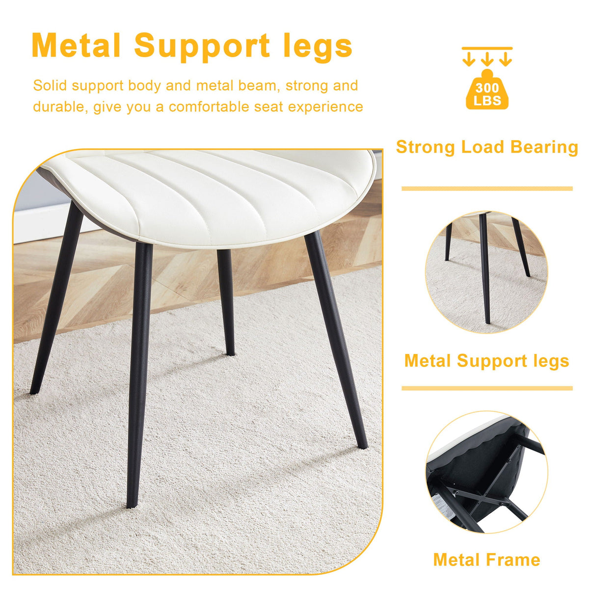 Modern Minimalist Dining Chair Set, Extended Seat Cushion by Unique Piece Furniture