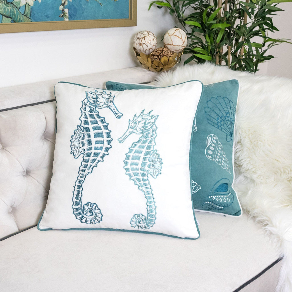 Seahorses Pillow Cover With Matching Back by Unique Piece Furniture