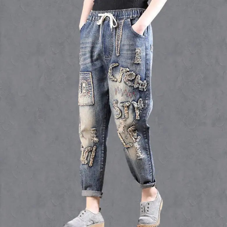 Comfortable Women's Wide Leg Jeans with Elastic Waist by Trendy Attic Store01