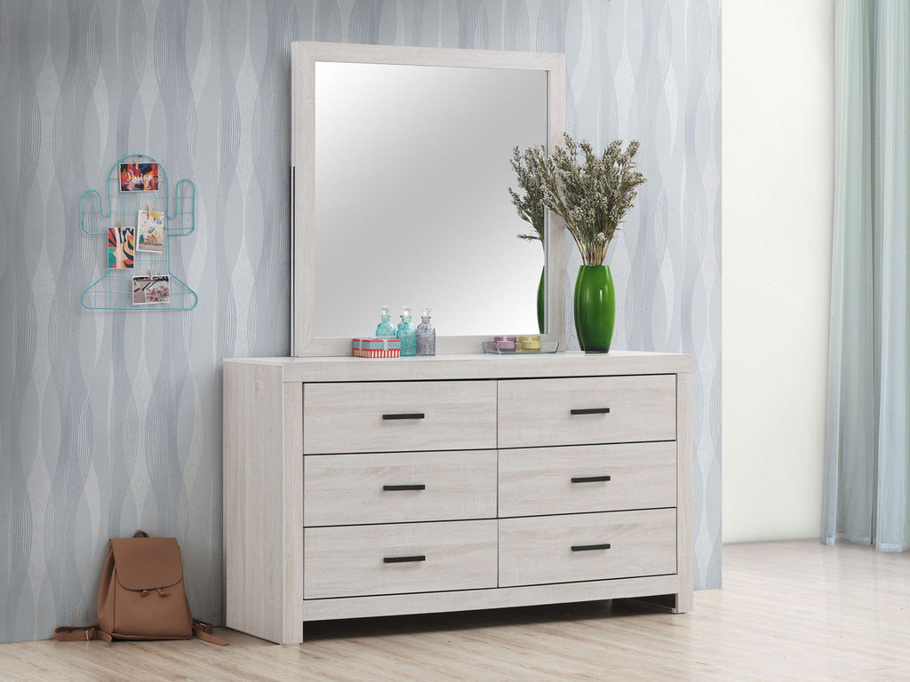 Brantford 6-drawer Dresser with Mirror Coastal White by Unique Piece Furniture