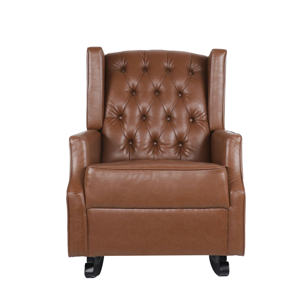 Moss - Upholstered Rocking Recliner With Diamond Tufting And Wingback - Light Brown by Unique Piece Furniture