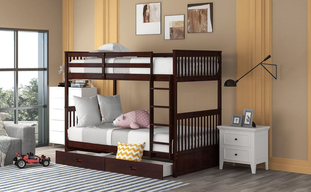 Bunk Bed With Ladders And 2 Storage Drawers by Unique Piece Furniture