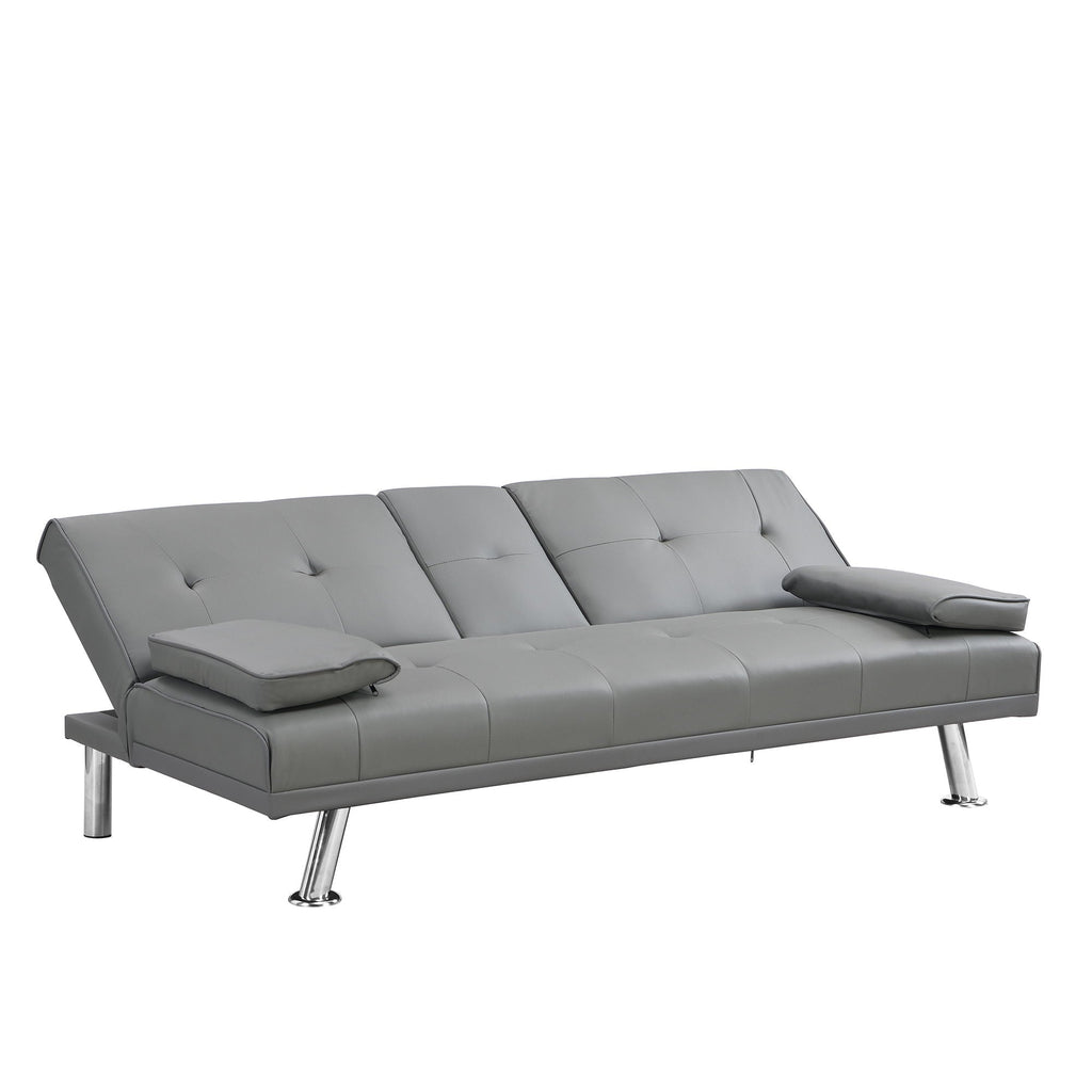 Modern Sofa Bed With Armrest 2 Holders, Wood Frame & Stainless Leg by Unique Piece Furniture