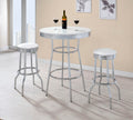 Retro 3-piece Round 1950s Bistro Pub Bar Table Set White by Unique Piece Furniture