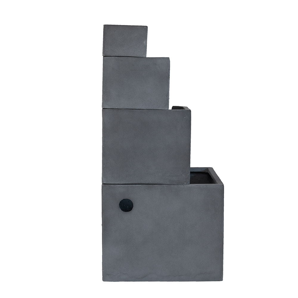 Cement 4 Tier Block Water Fountain Outdoor - Gray by Unique Piece Furniture