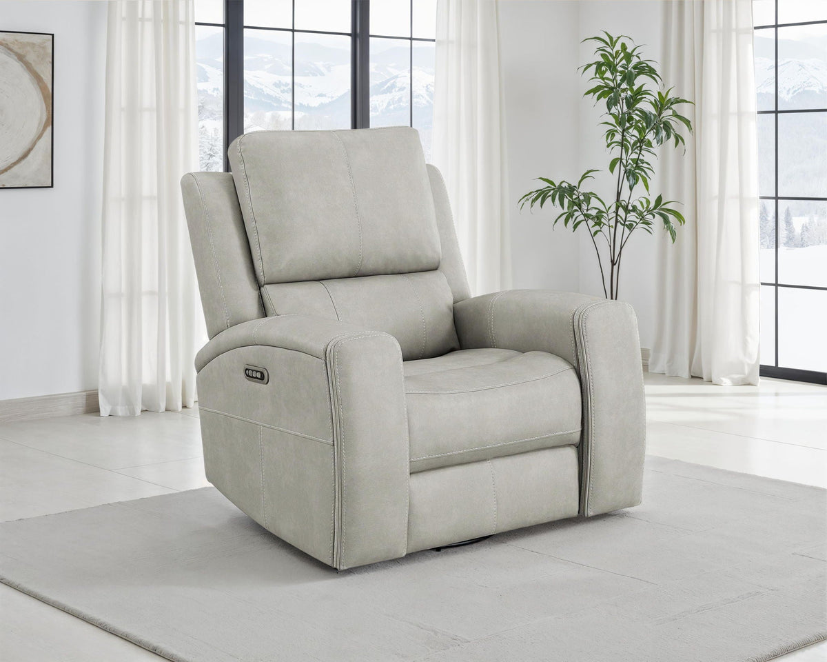 Brickston Triple Power Swivel Glider Recliner Grey by Unique Piece Furniture