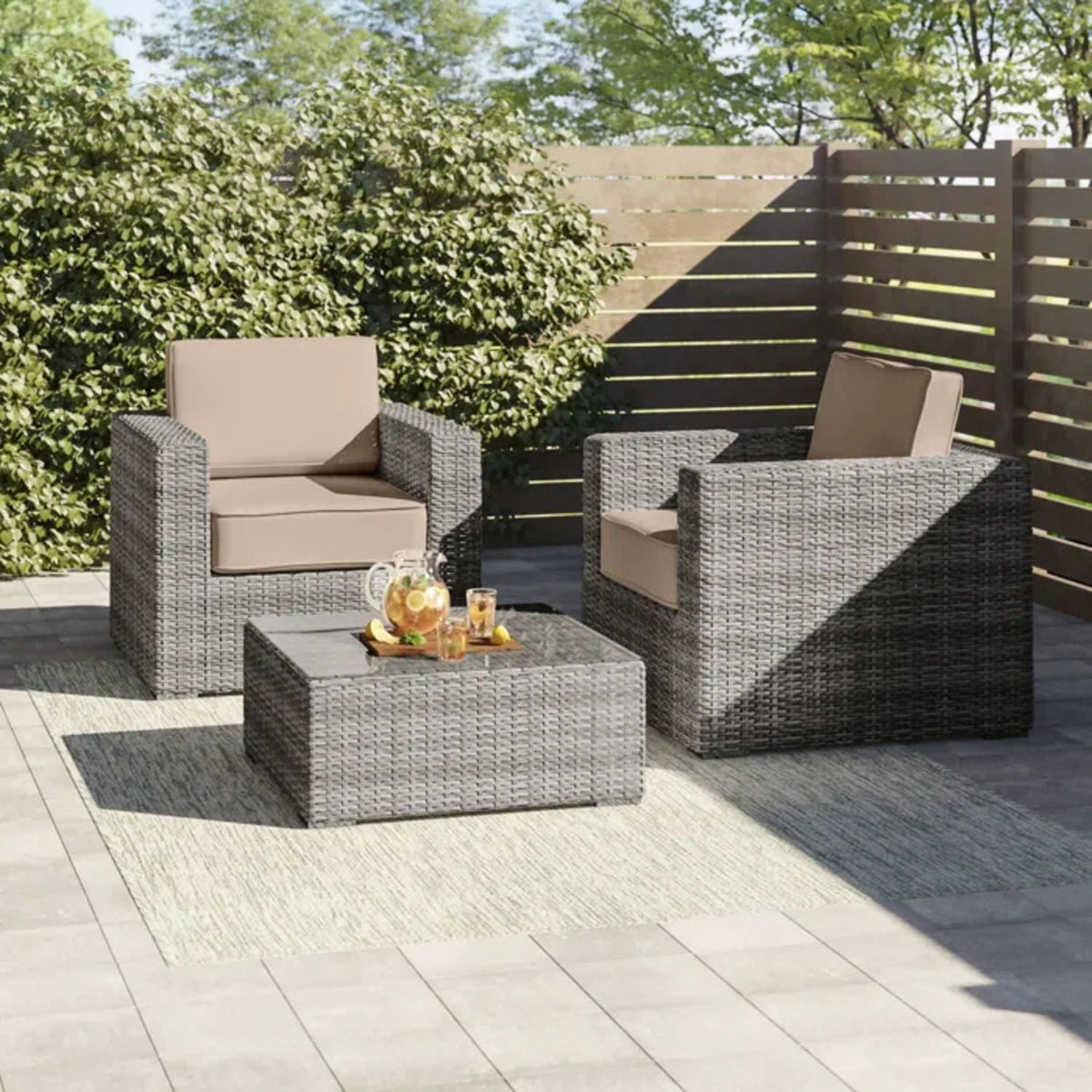 Wicker Seating Group Set With Table And Cushions by Unique Piece Furniture