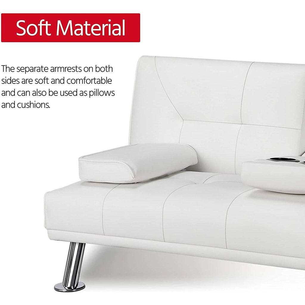 Convertible Sofa Bed With Cup Holders And Adjustable Back by ShipItFurniture